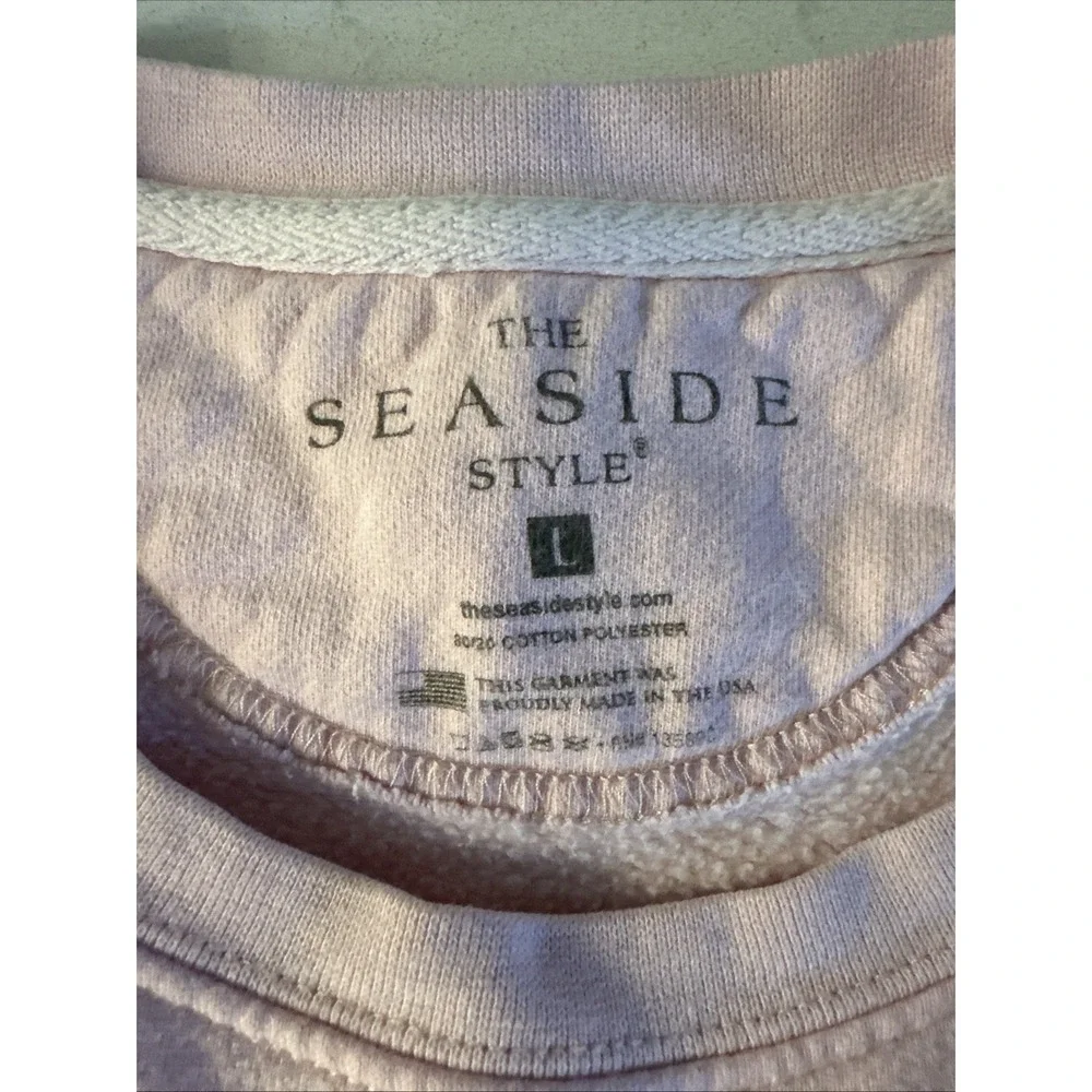 Seaside Women's New Town Old Ways Pink Crewneck Sweatshirt Pullover Size Large - Picture 5 of 7